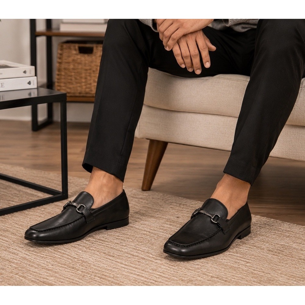 Calvin Klein Olaf Loafers Mens 11.5 Black Horsebit Slip On NWOB CMOLAF2